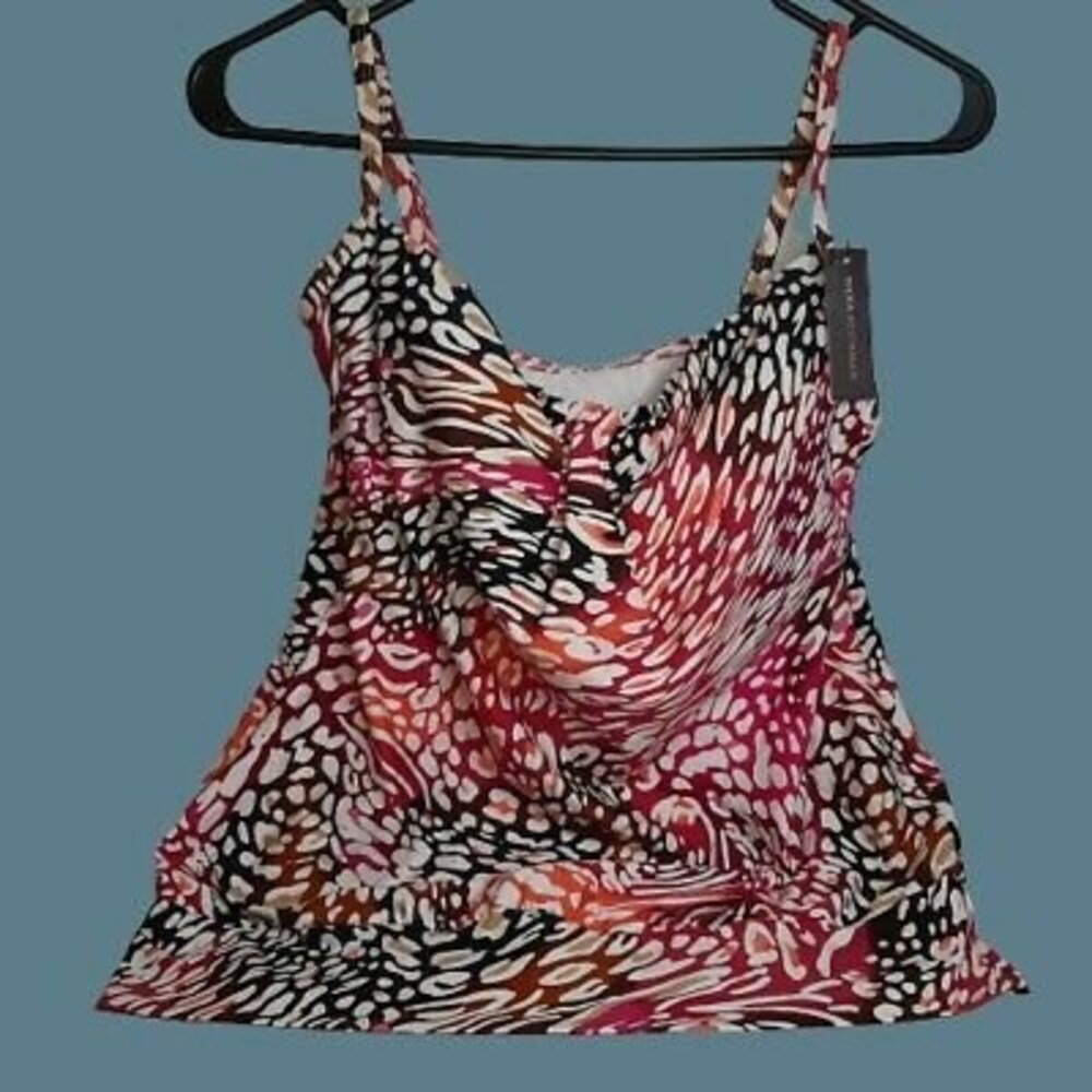 NWT 8 Dana Buchman Swimsuit Bathing Suit Separates - TOP ONLY Tankini Pink Brown